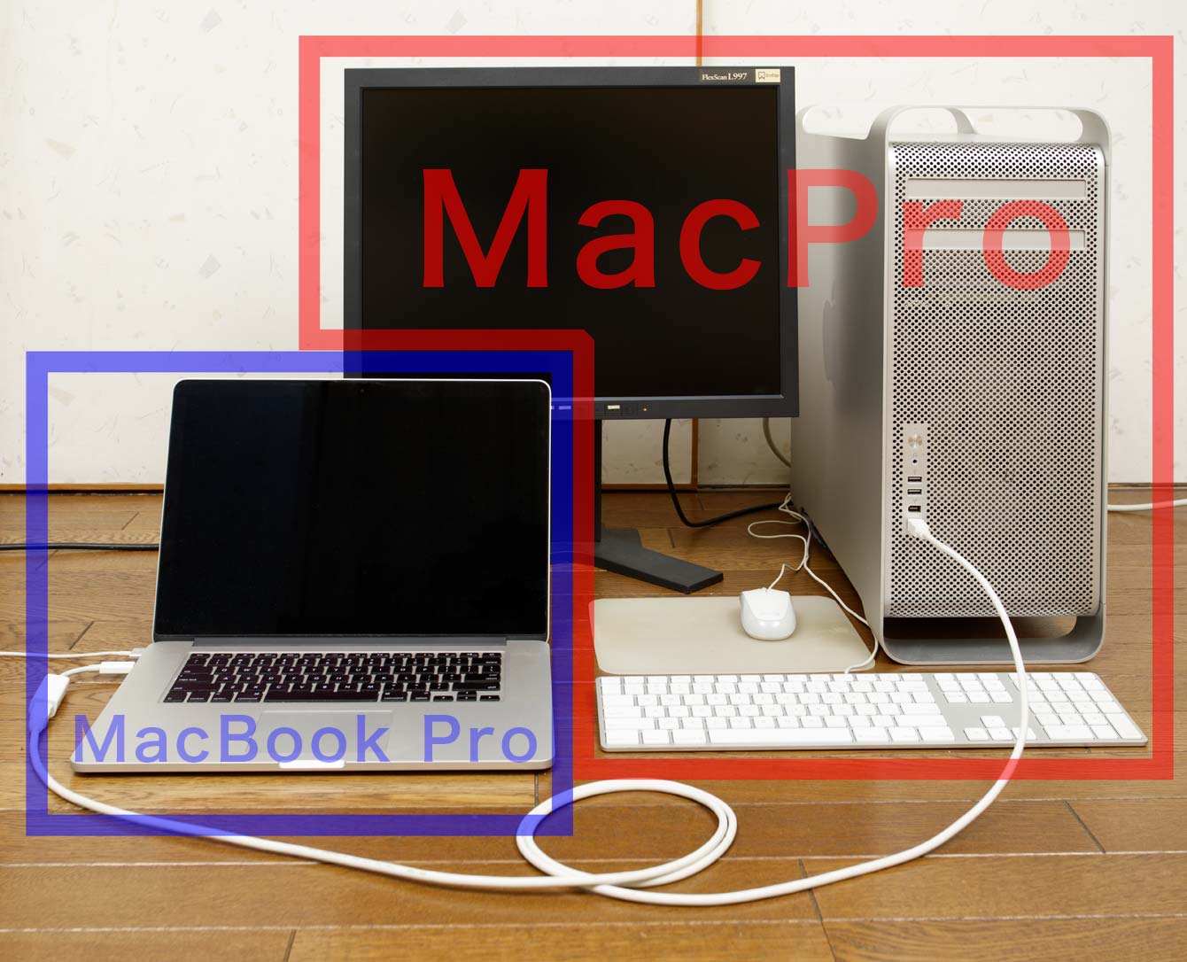 接続されている２台のMac